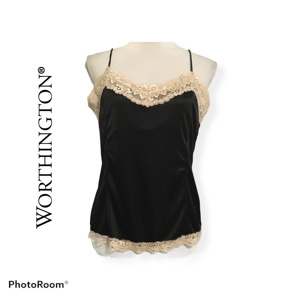 Worthington Cream Lace and Black Camisole